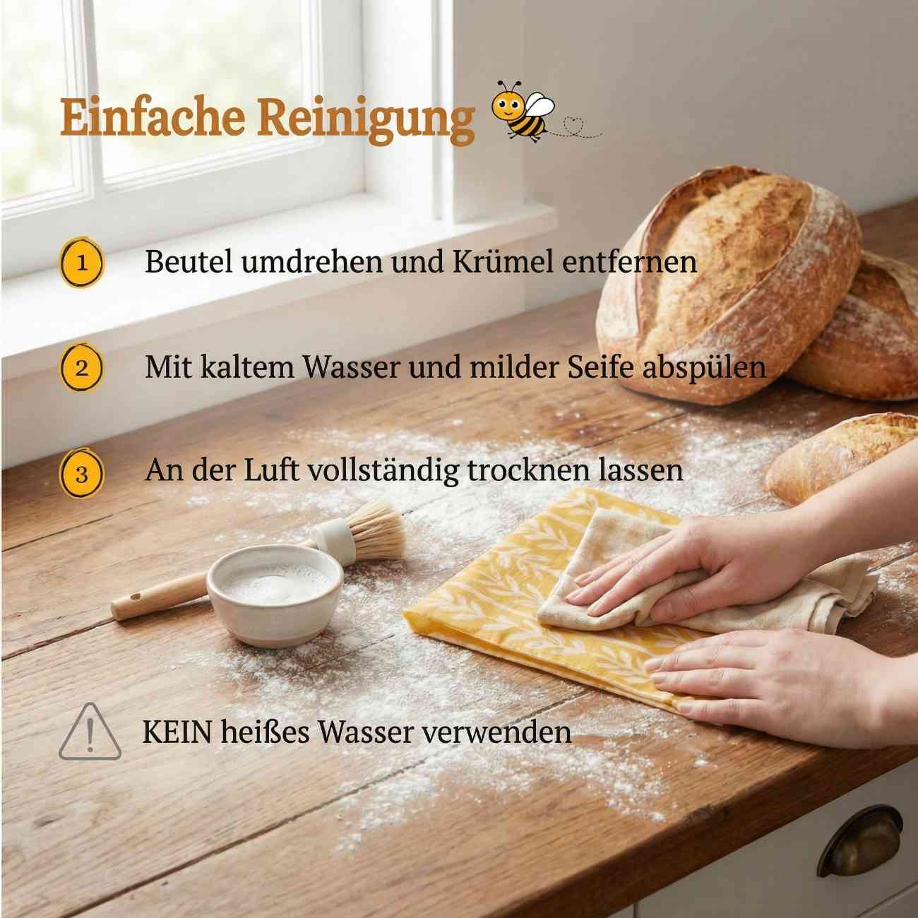 Premium-Brotbeutel aus Baumwolle und Bienenwachs